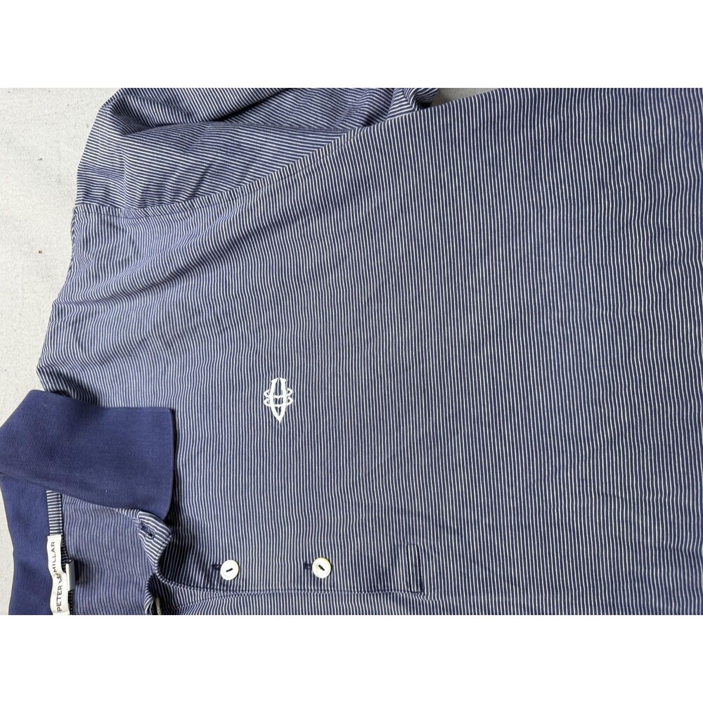 Peter Millar Polo Shirt Mens XL Blue Striped Golf Performance Short Sleeve - Picture 9 of 15